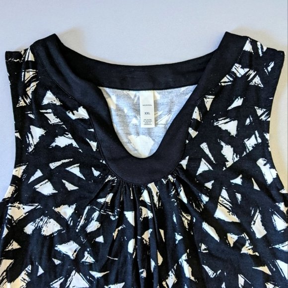 Merona Abstract Geometric Print Sleeveless Top, Black / Off-white, XXL - Picture 3 of 6
